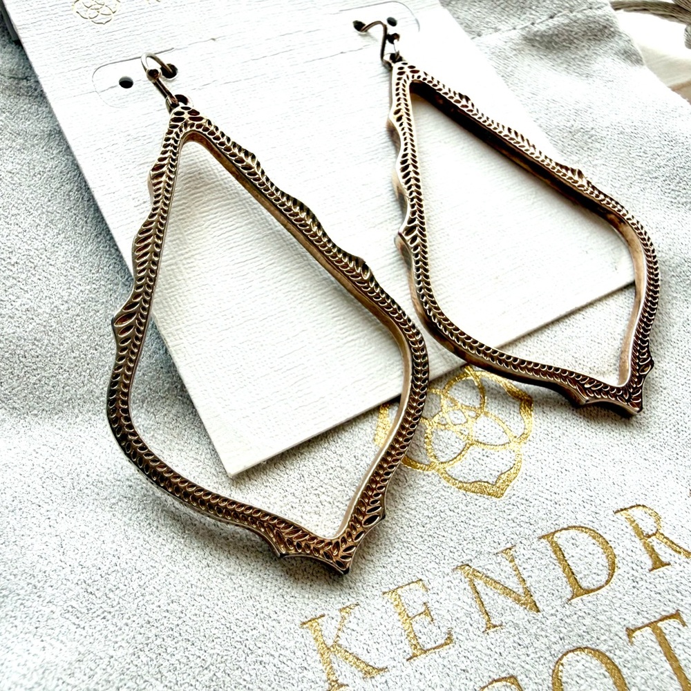 Kendra Scott Bronze-Tone Filigree Open Teardrop Drop Earrings